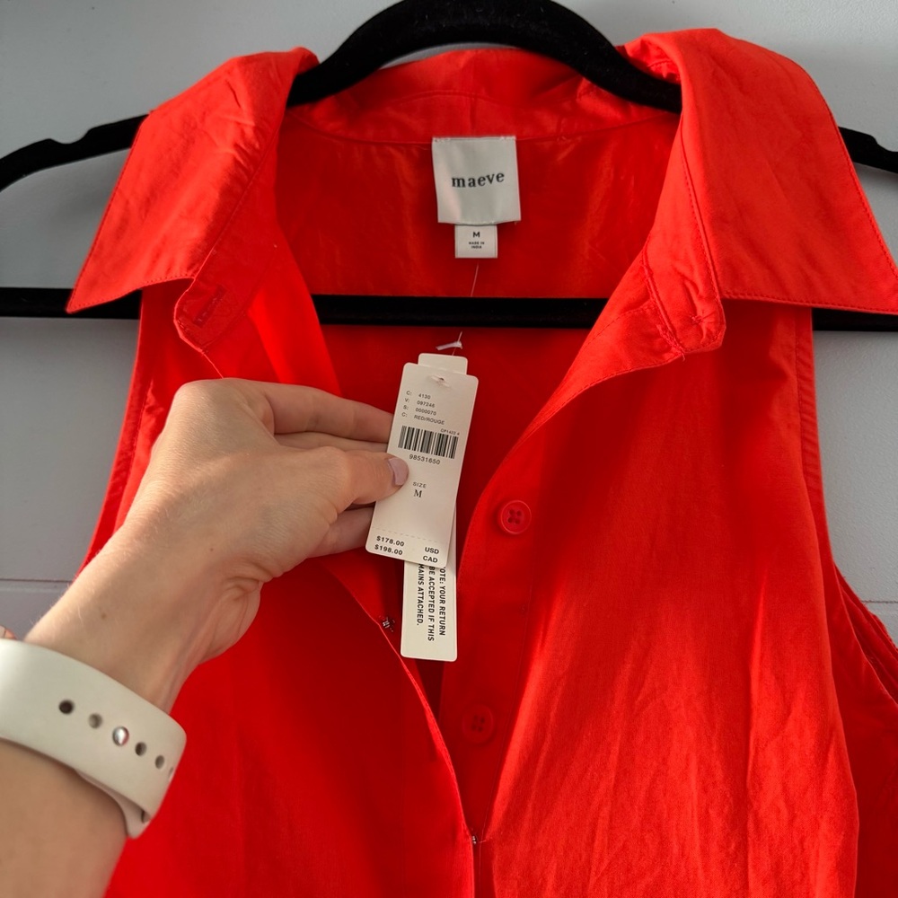Maeve Women's Vibrant Red Button Down dress
